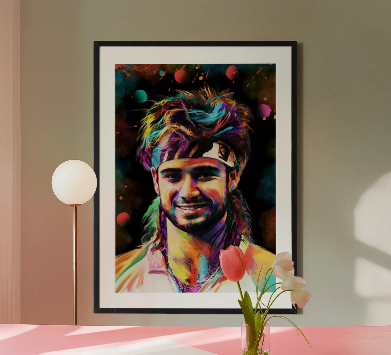 Andre Agassi abstract  colorful pop art portrait carta hahnemühle da Lembayung art