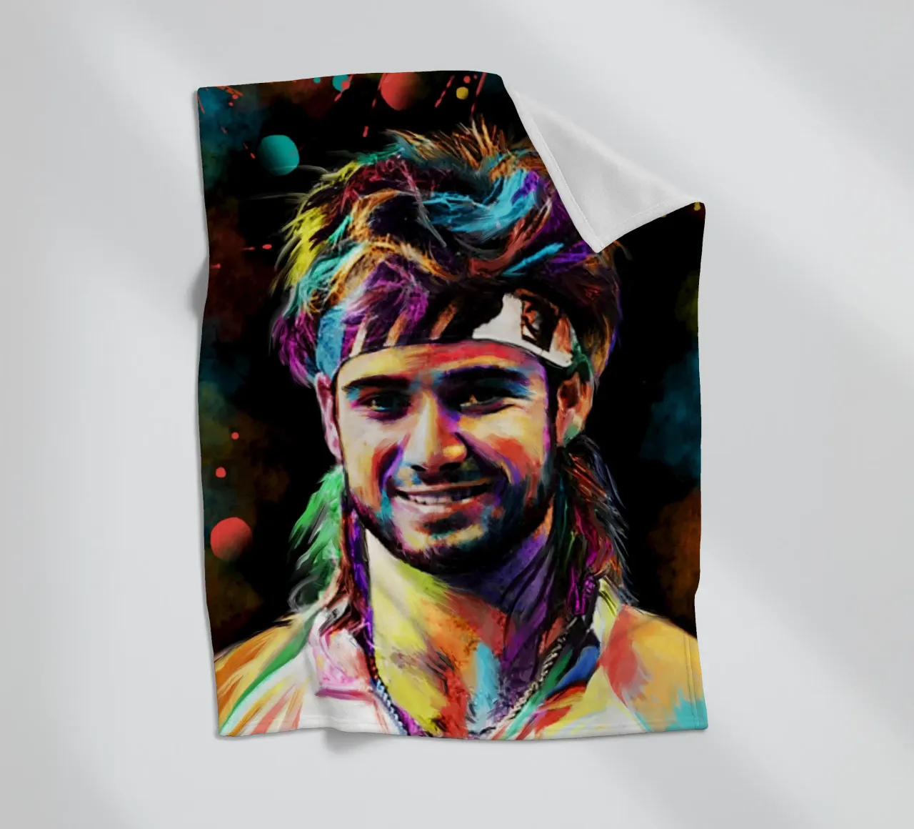 Andre Agassi abstract colorful pop art portrait coperta in pile da Lembayung art
