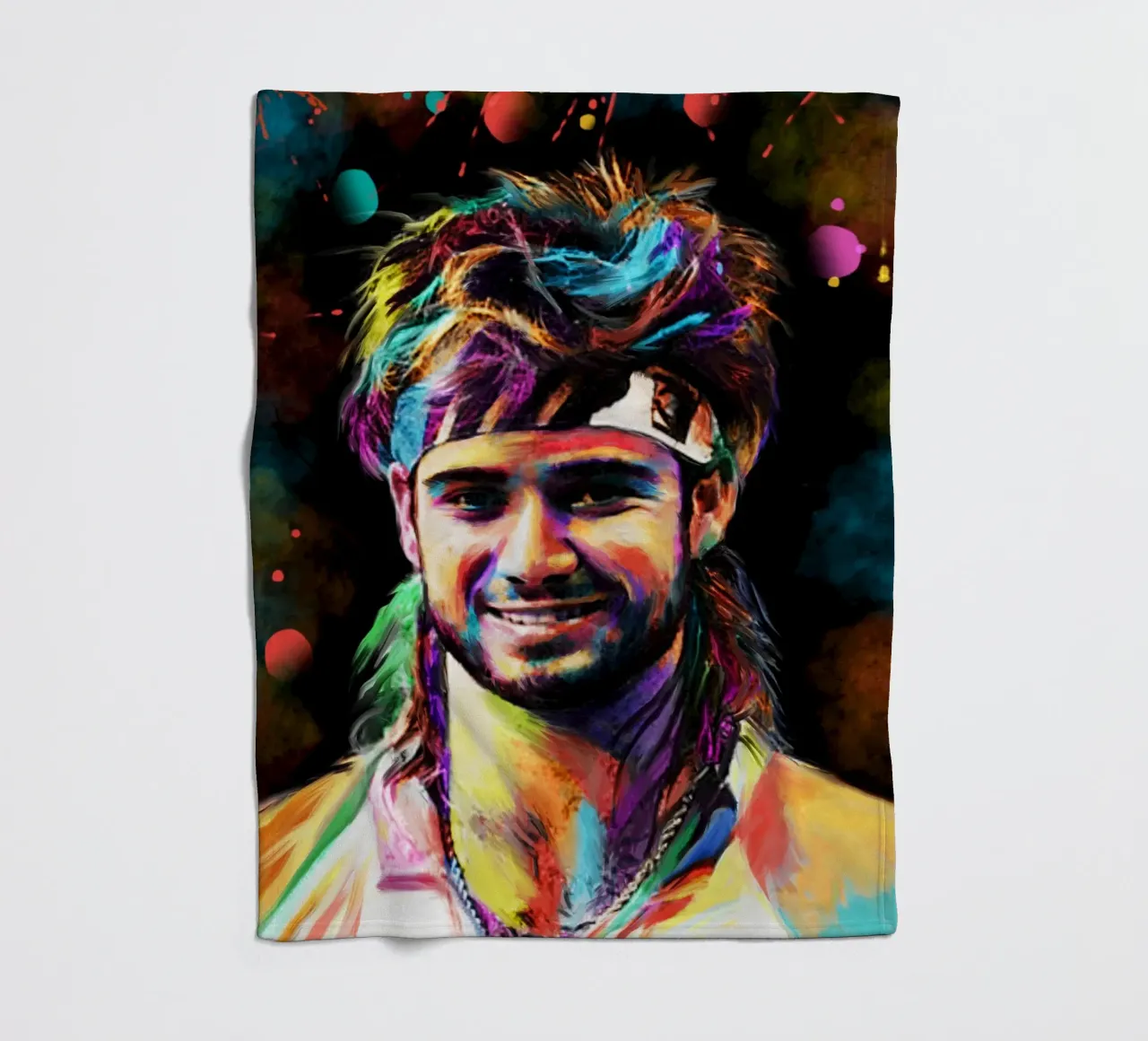 Andre Agassi abstract colorful pop art portrait coperta in pile da Lembayung art