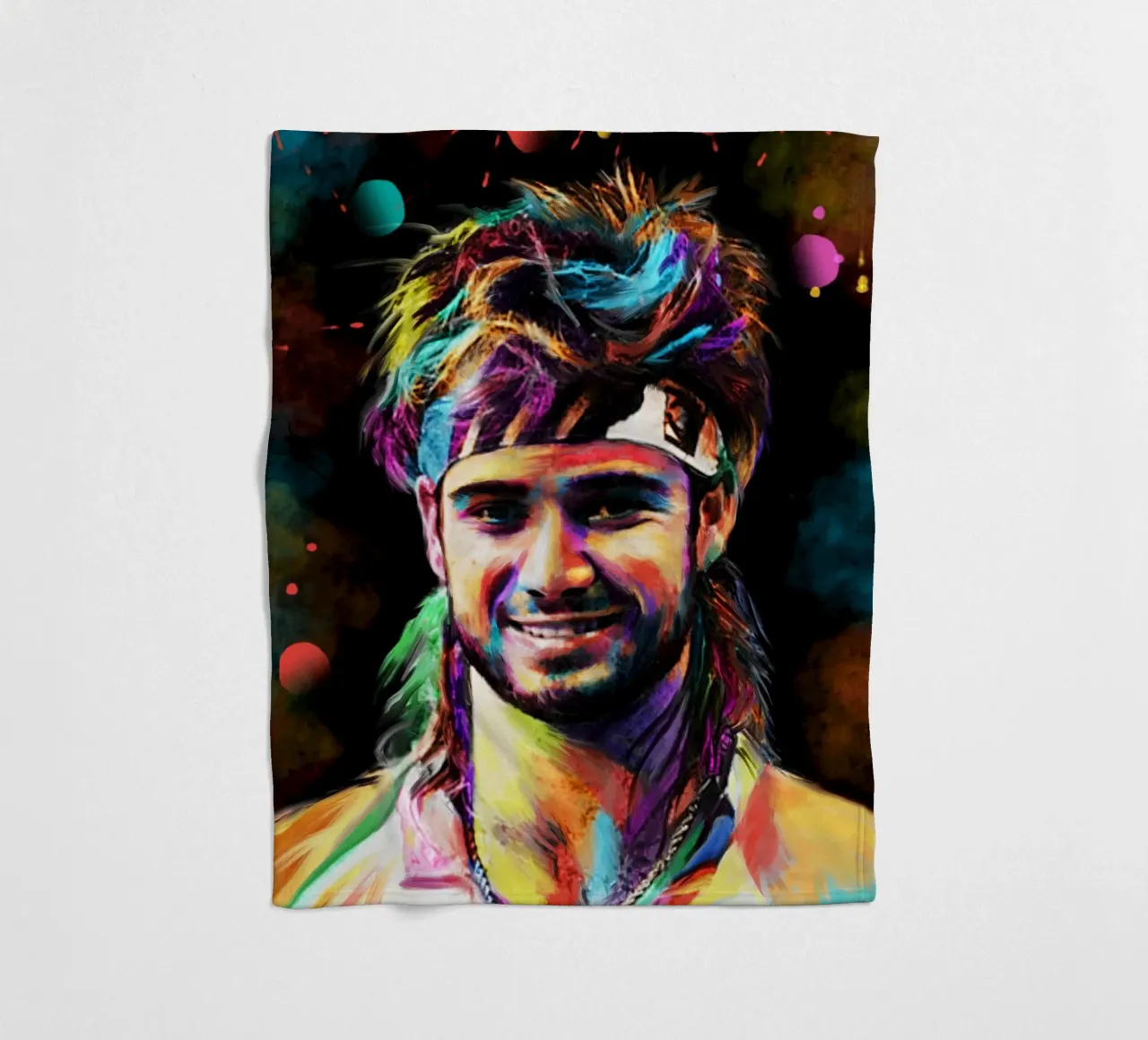 Andre Agassi abstract colorful pop art portrait coperta in pile da Lembayung art