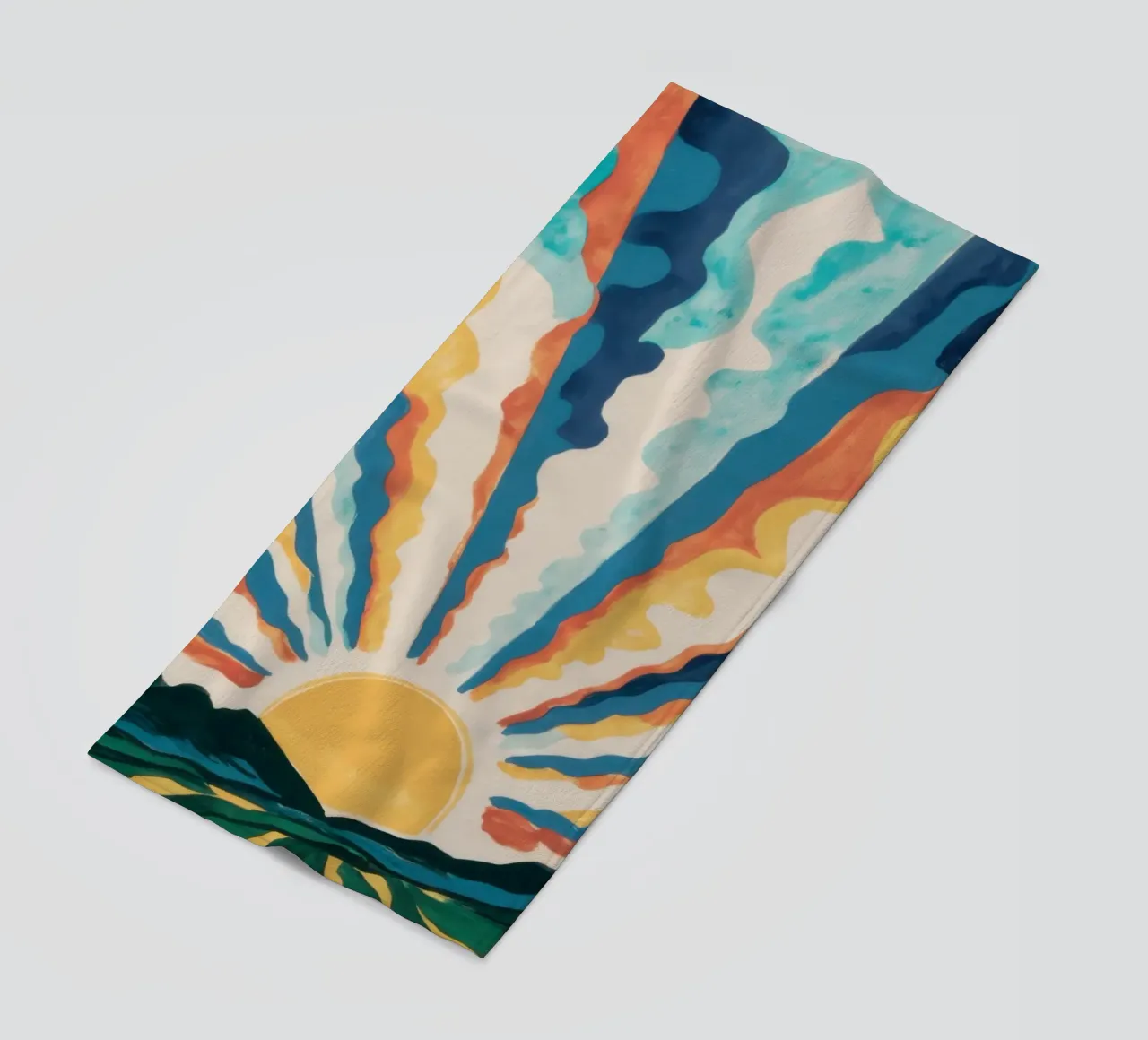 Sonnenaufgang im himmlischen Ozean Strandtuch von Ink Pulse