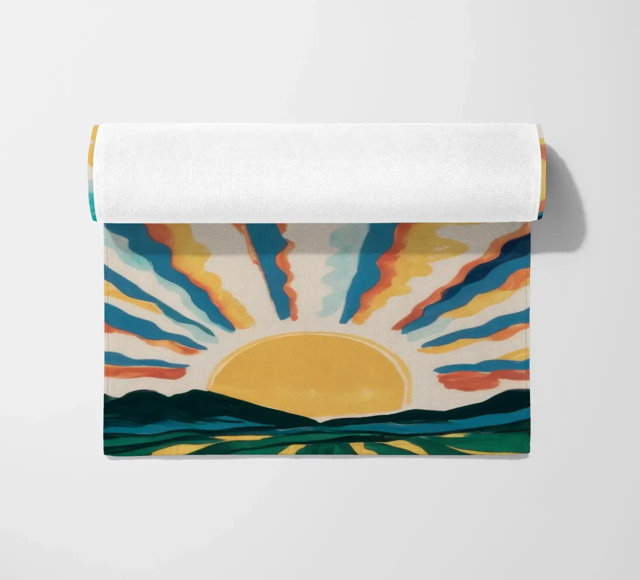 Sonnenaufgang im himmlischen Ozean Strandtuch von Ink Pulse