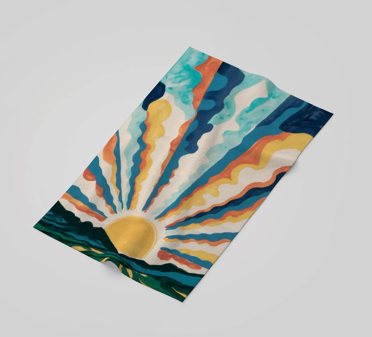 Sonnenaufgang im himmlischen Ozean Strandtuch von Ink Pulse