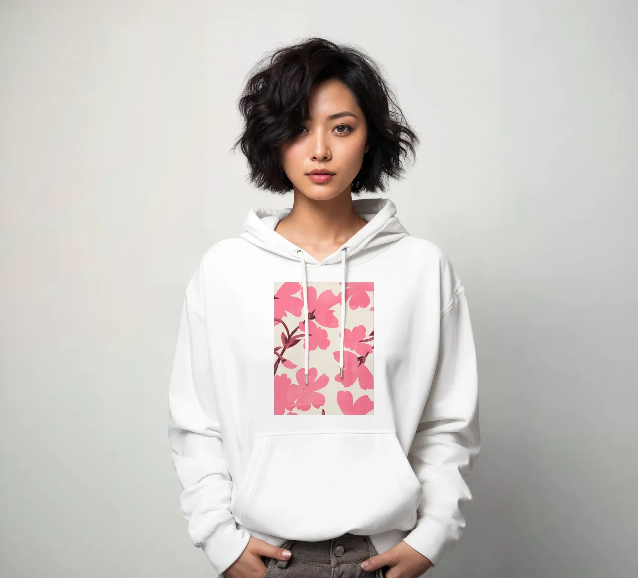 Fiori rosa felpa con cappuccio da ThingDesign