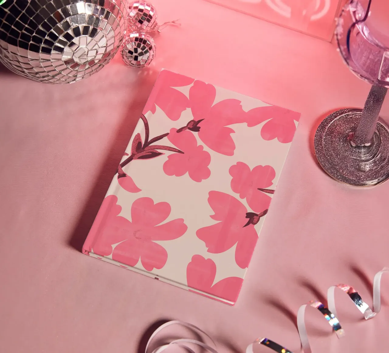 Pink flowers notebook by ThingDesign