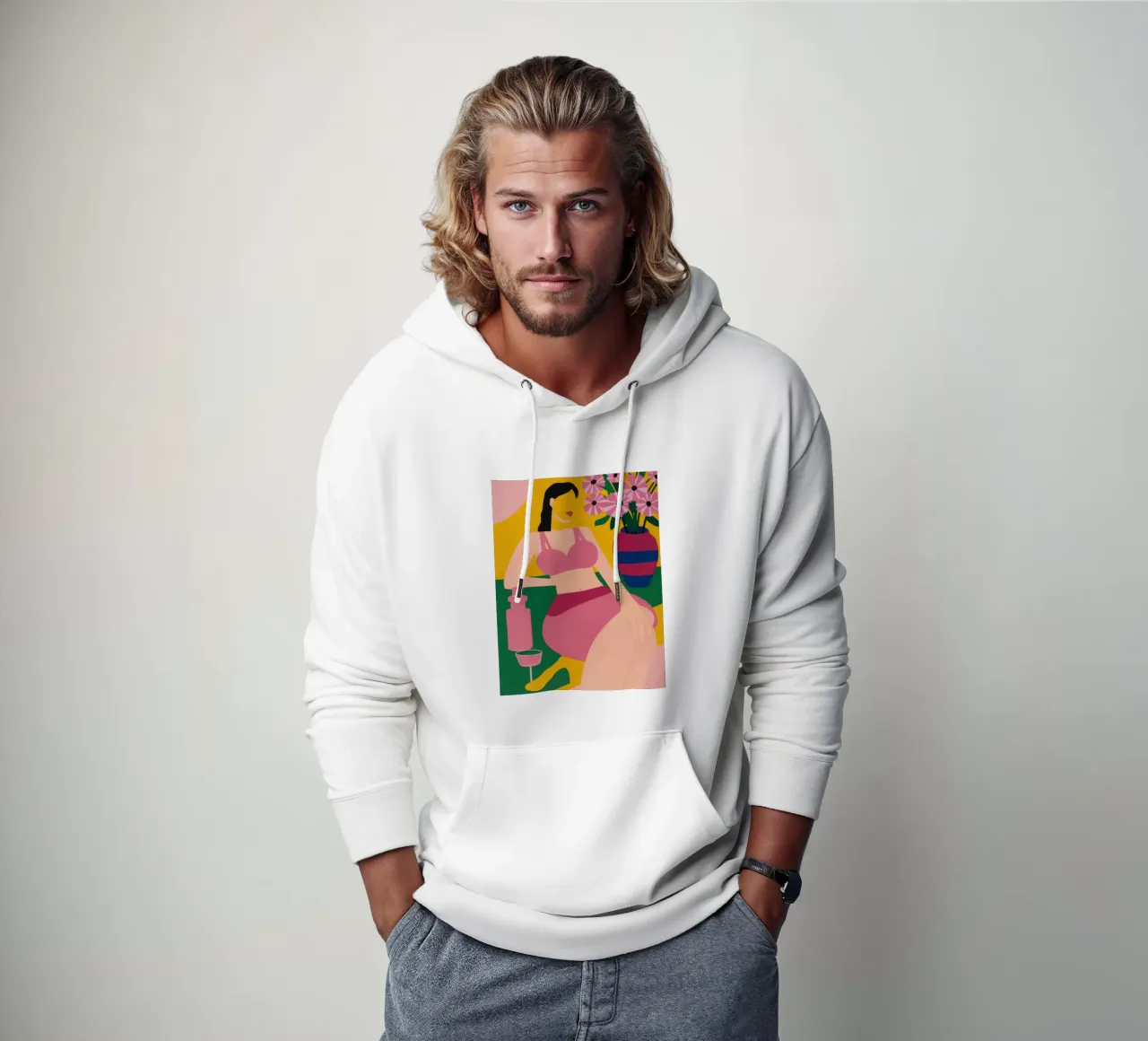 Sdraiarsi in fucsia felpa con cappuccio da Ink Pulse