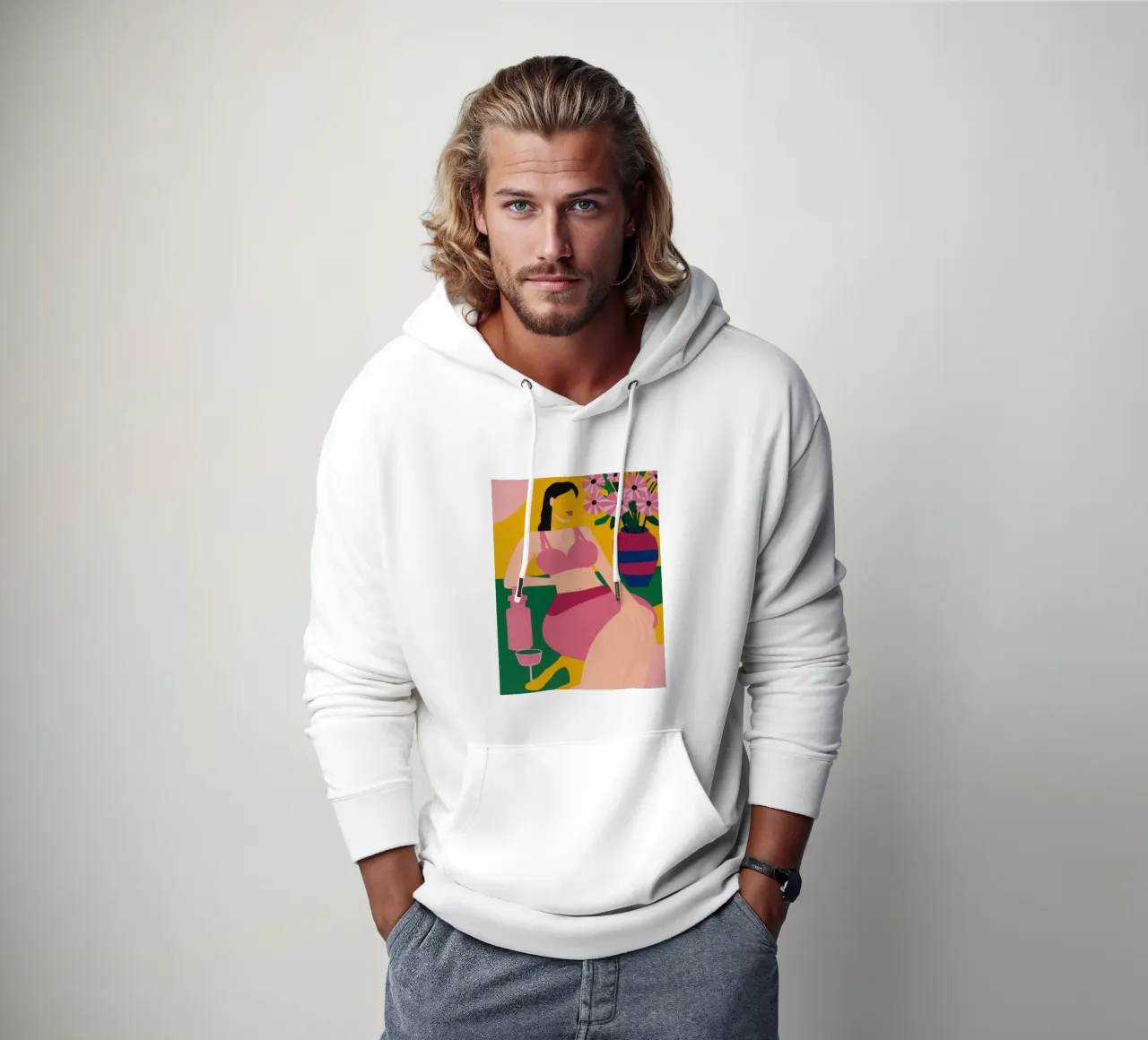 Sdraiarsi in fucsia felpa con cappuccio da Ink Pulse