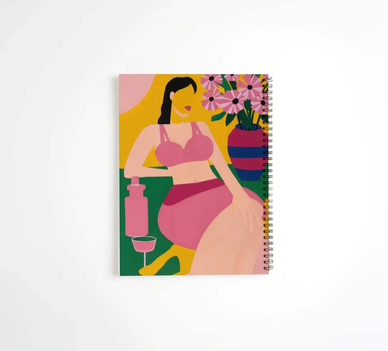 Lounging in fuchsia spiral notebook by Ink Pulse