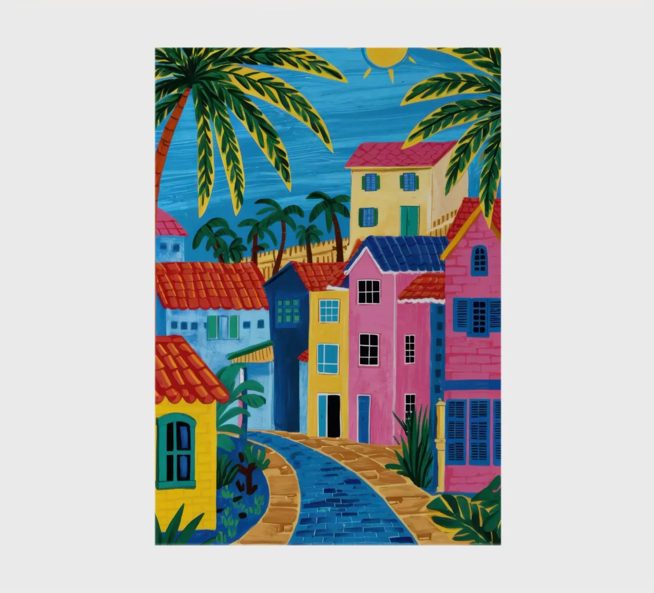 Colorful Coastal Street notebook by Flock Reverie