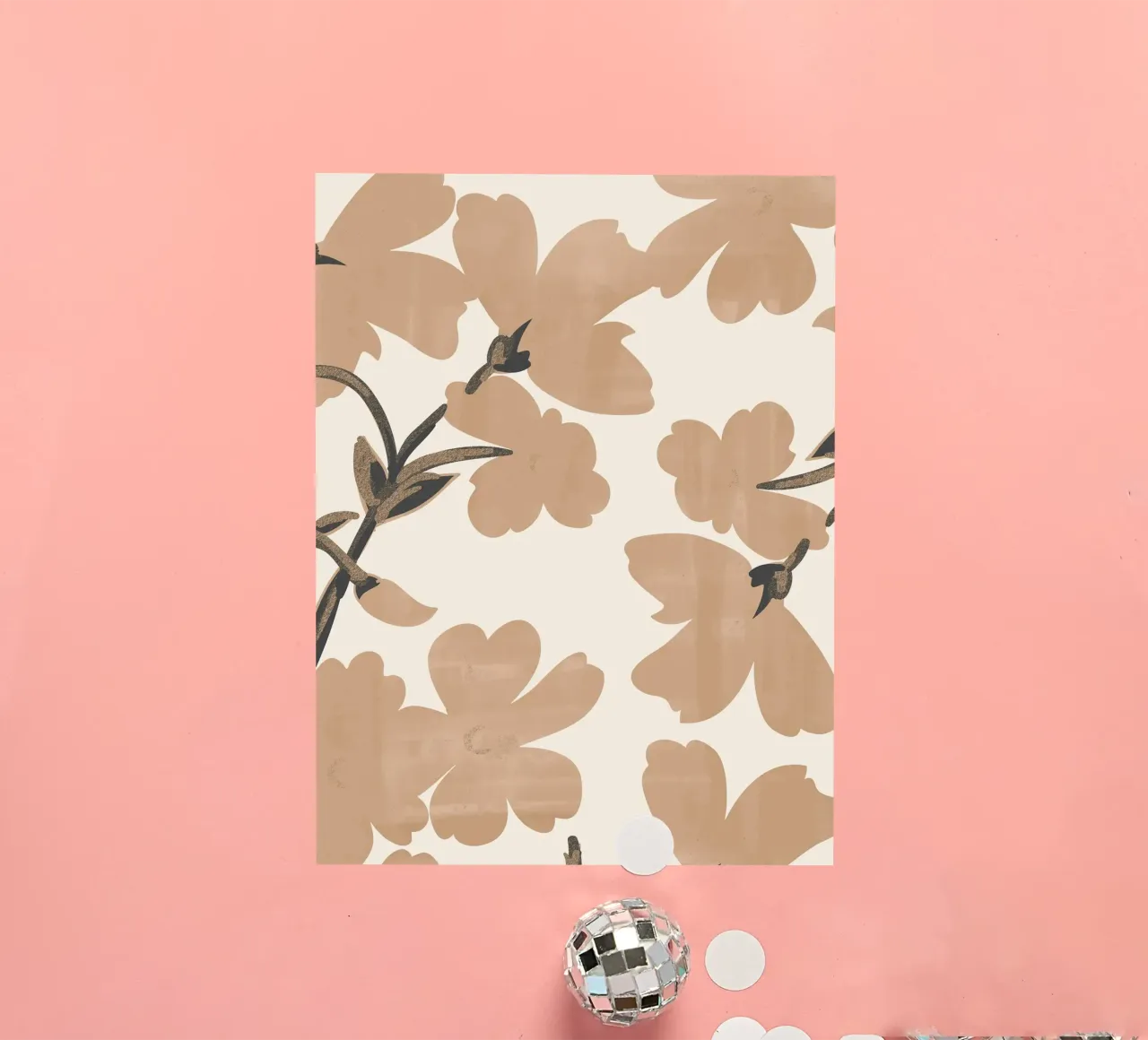 Flores beige pegatina de ThingDesign