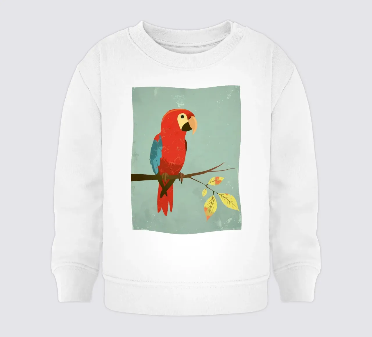 Pappagallo rosso appollaiato su un ramo circondato da foglie d'autunno felpa neonato da DesignDoodle