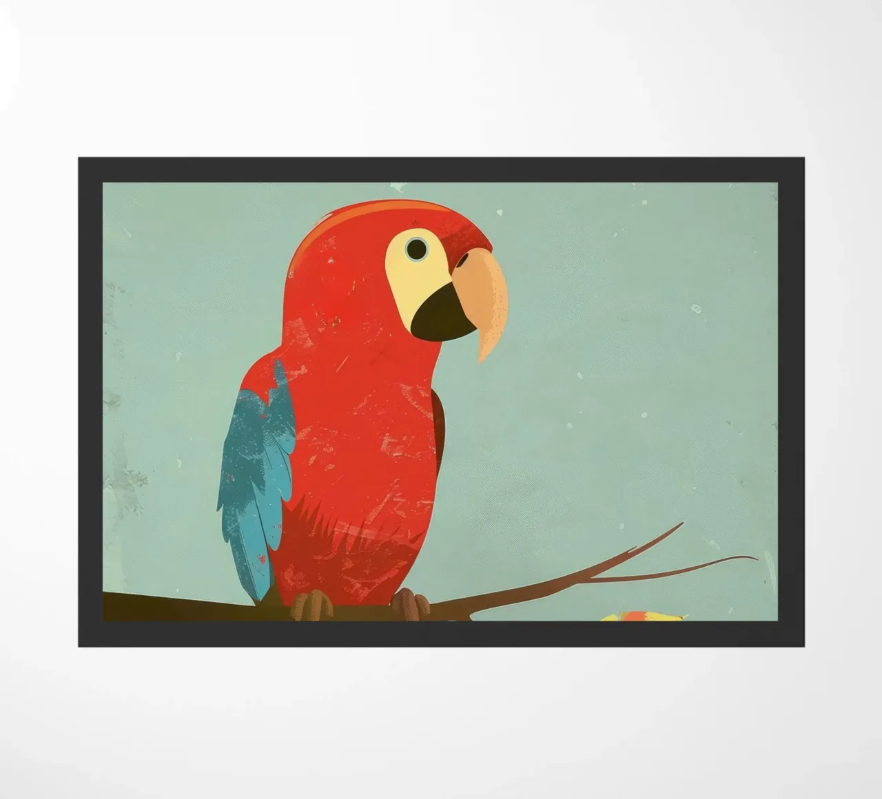 Pappagallo rosso appollaiato su un ramo circondato da foglie d'autunno zerbino da DesignDoodle