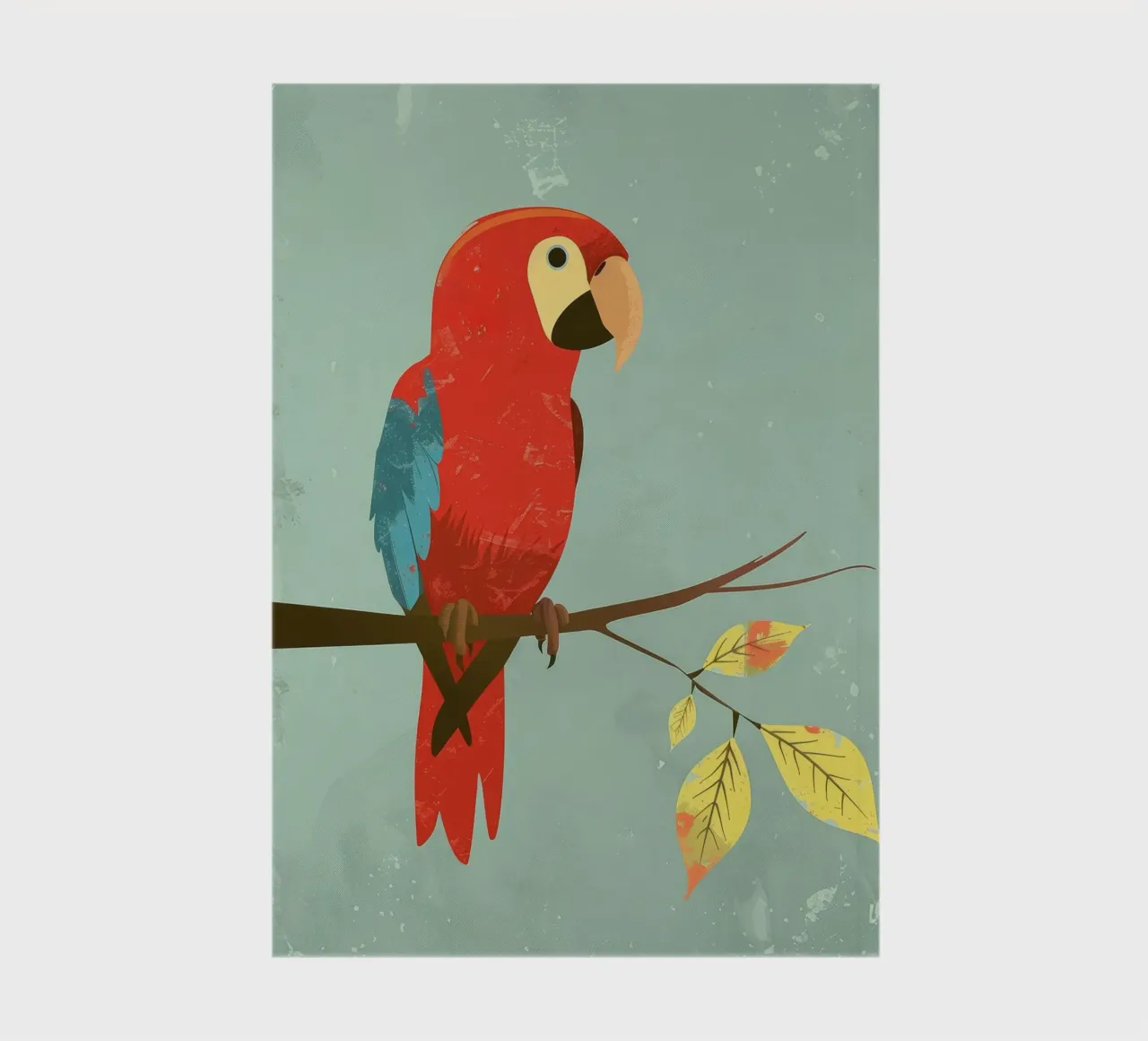 Red parrot perched on a branch surrounded by autumn leaves notebook by DesignDoodle