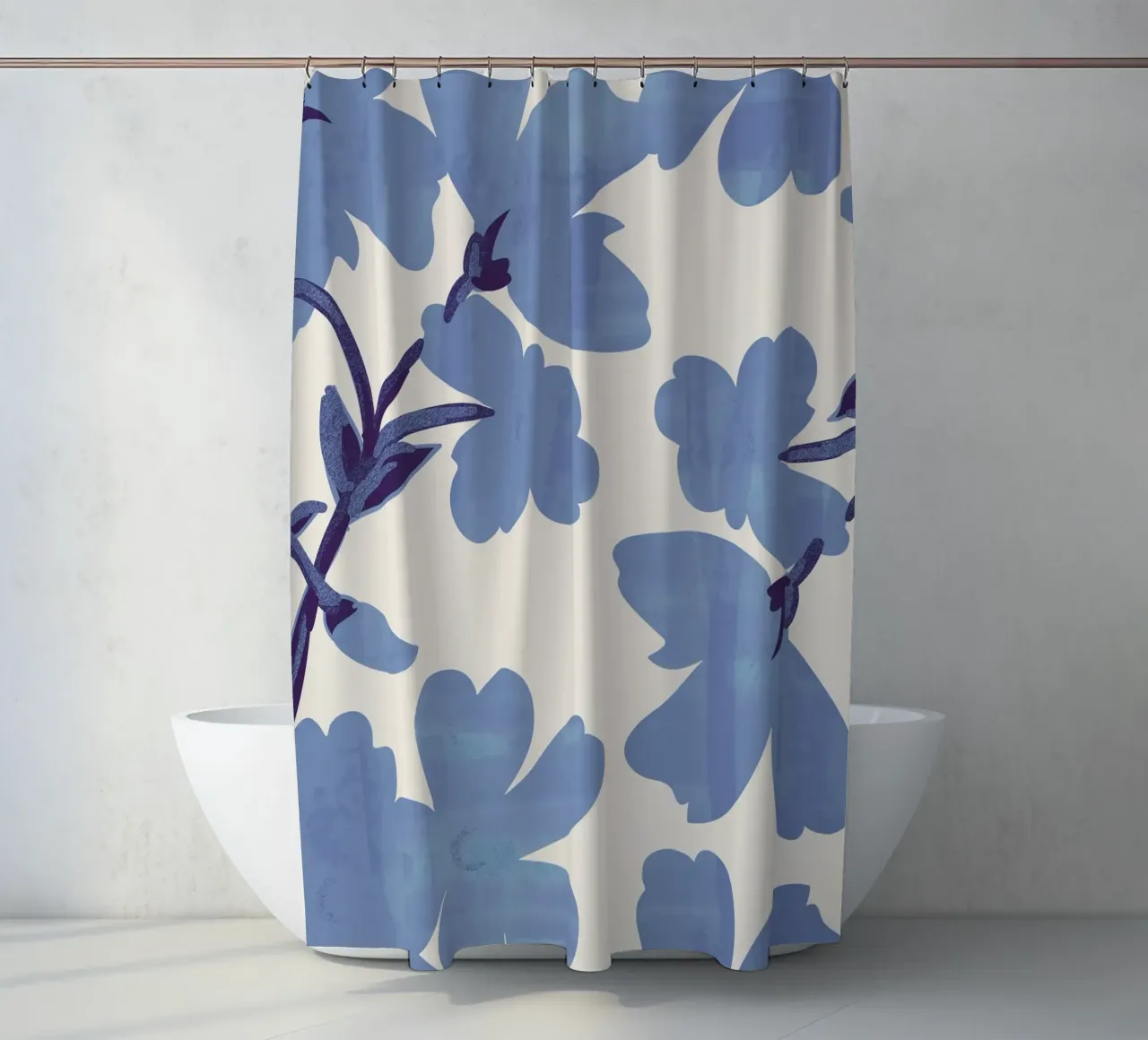 Flores azul claro cortina de baño de ThingDesign
