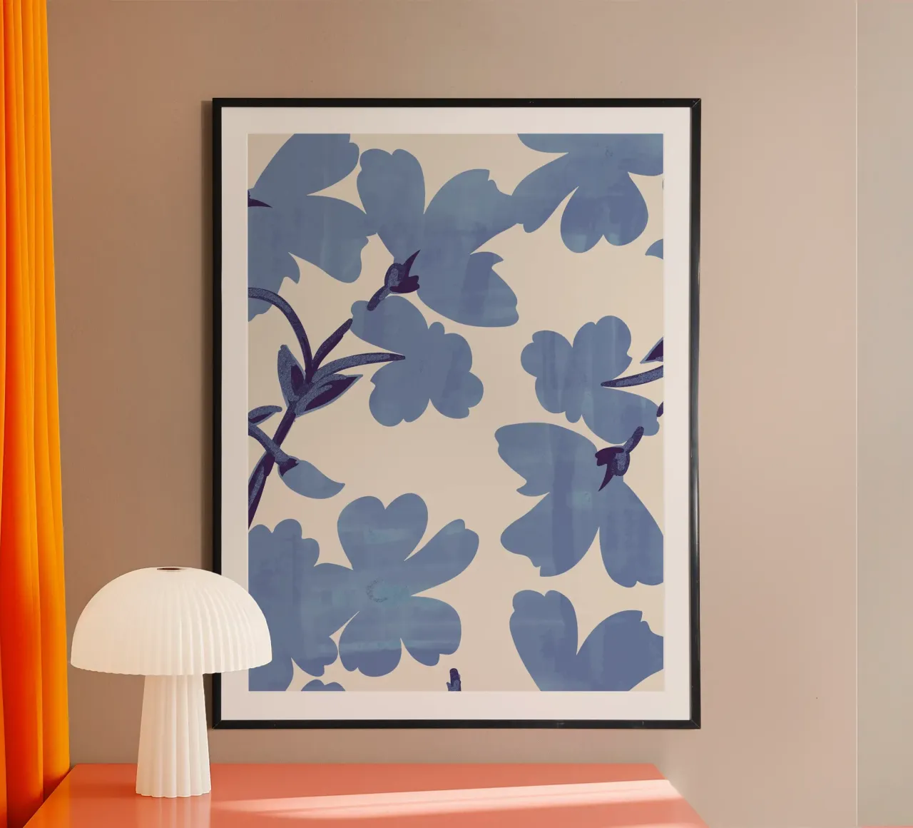 Hellblaue Blumen Poster von ThingDesign