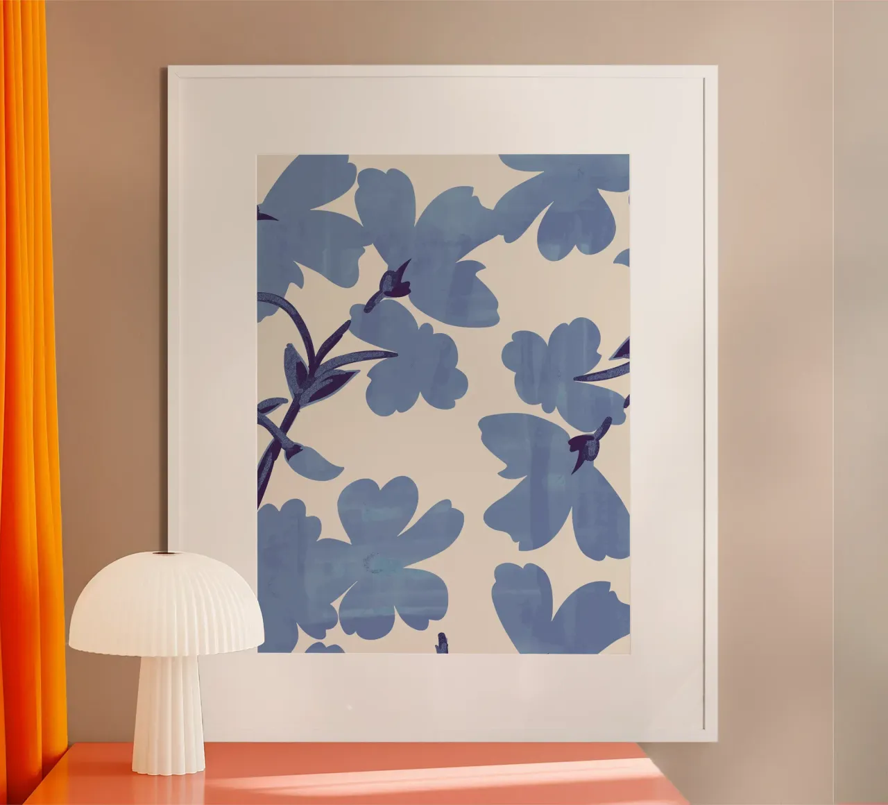 Hellblaue Blumen Poster von ThingDesign