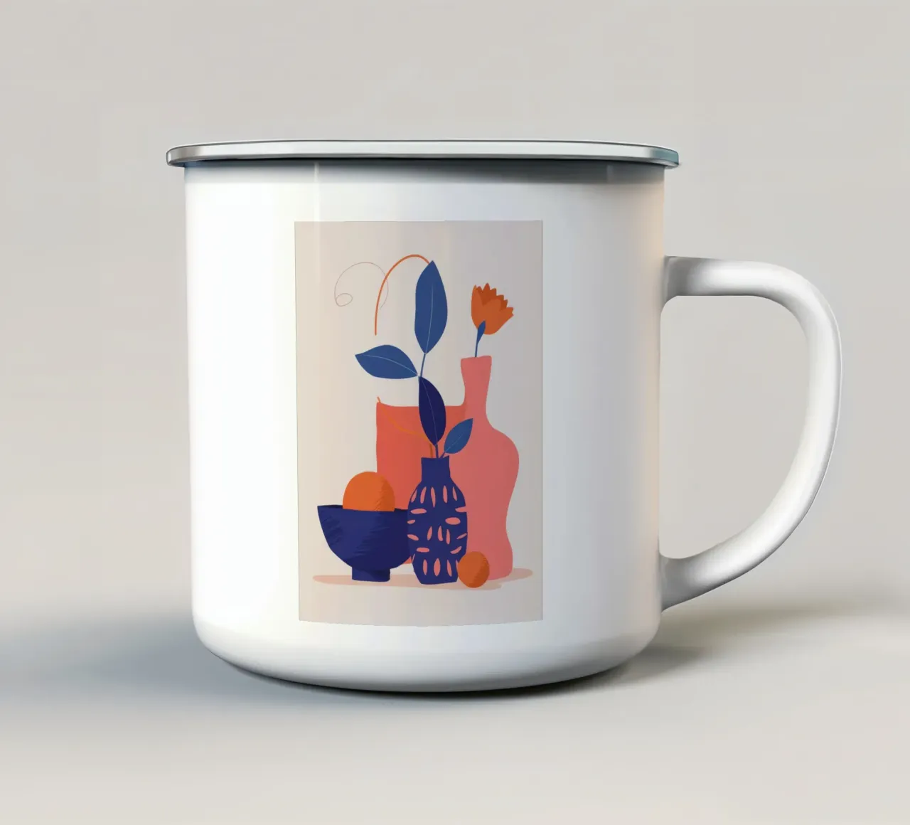 Frutta e fiori minimalisti tazza in smalto da Ink Pulse