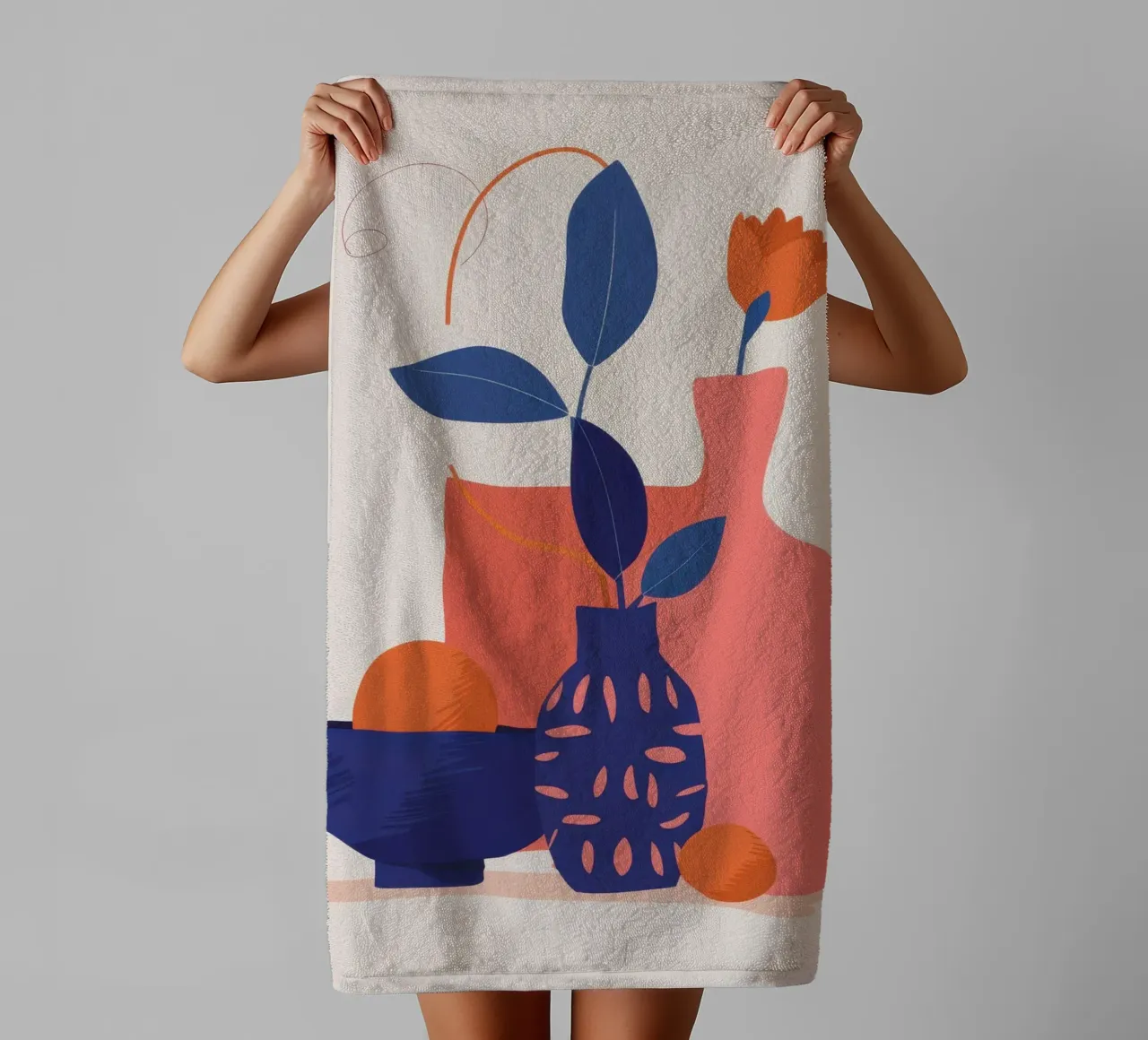 Frutta e fiori minimalisti asciugamano da bagno da Ink Pulse