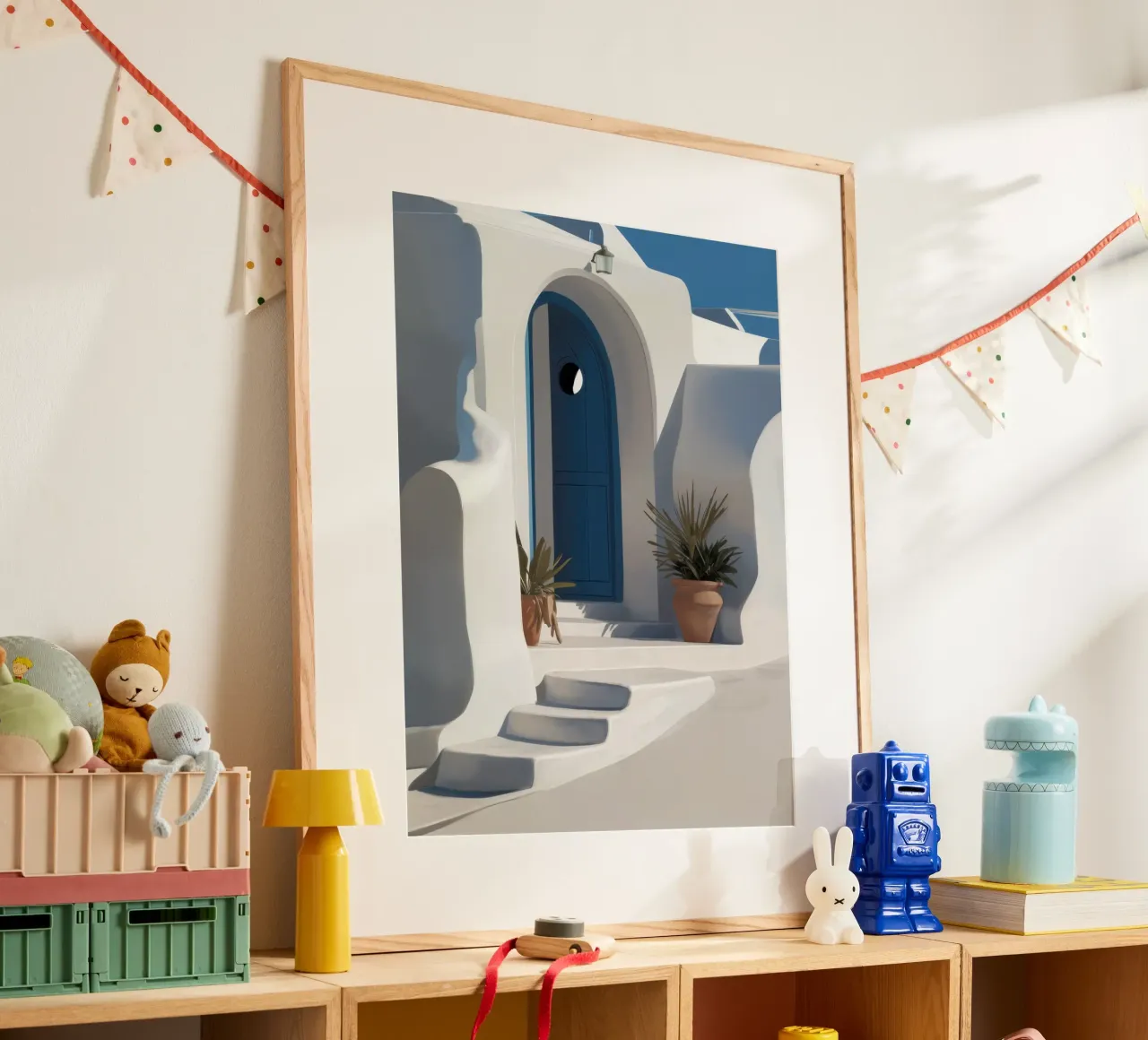 Blaue Tür von Santorini Hahnemühle von Flock Reverie