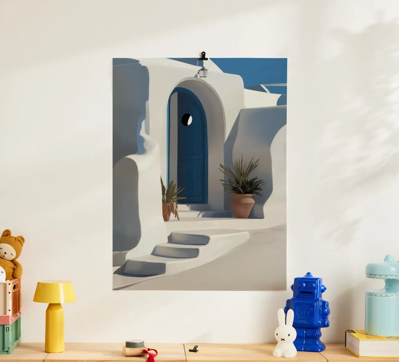 Blaue Tür von Santorini Hahnemühle von Flock Reverie