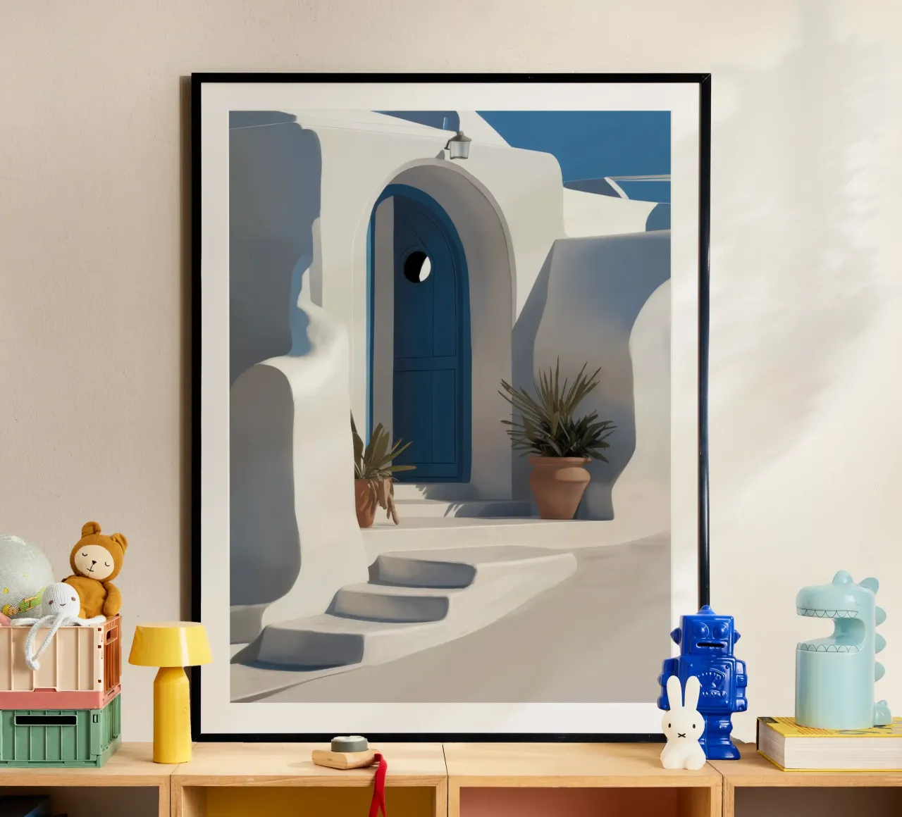 Blaue Tür von Santorini Hahnemühle von Flock Reverie