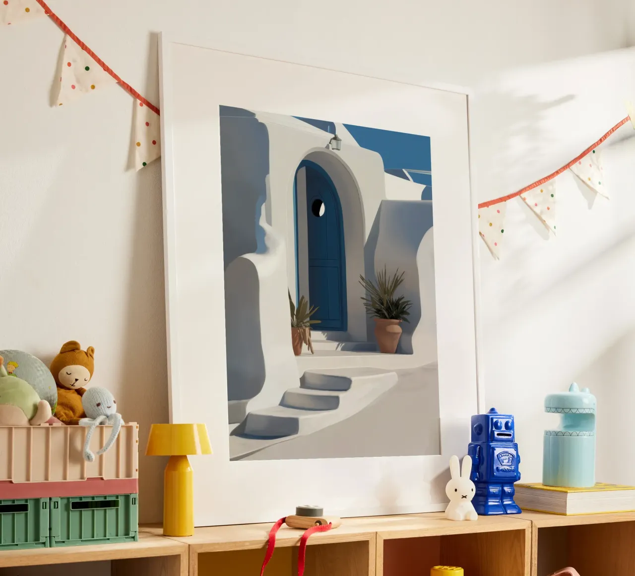Blaue Tür von Santorini Hahnemühle von Flock Reverie