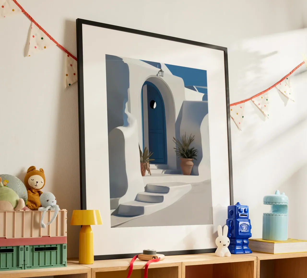 Blaue Tür von Santorini Hahnemühle von Flock Reverie