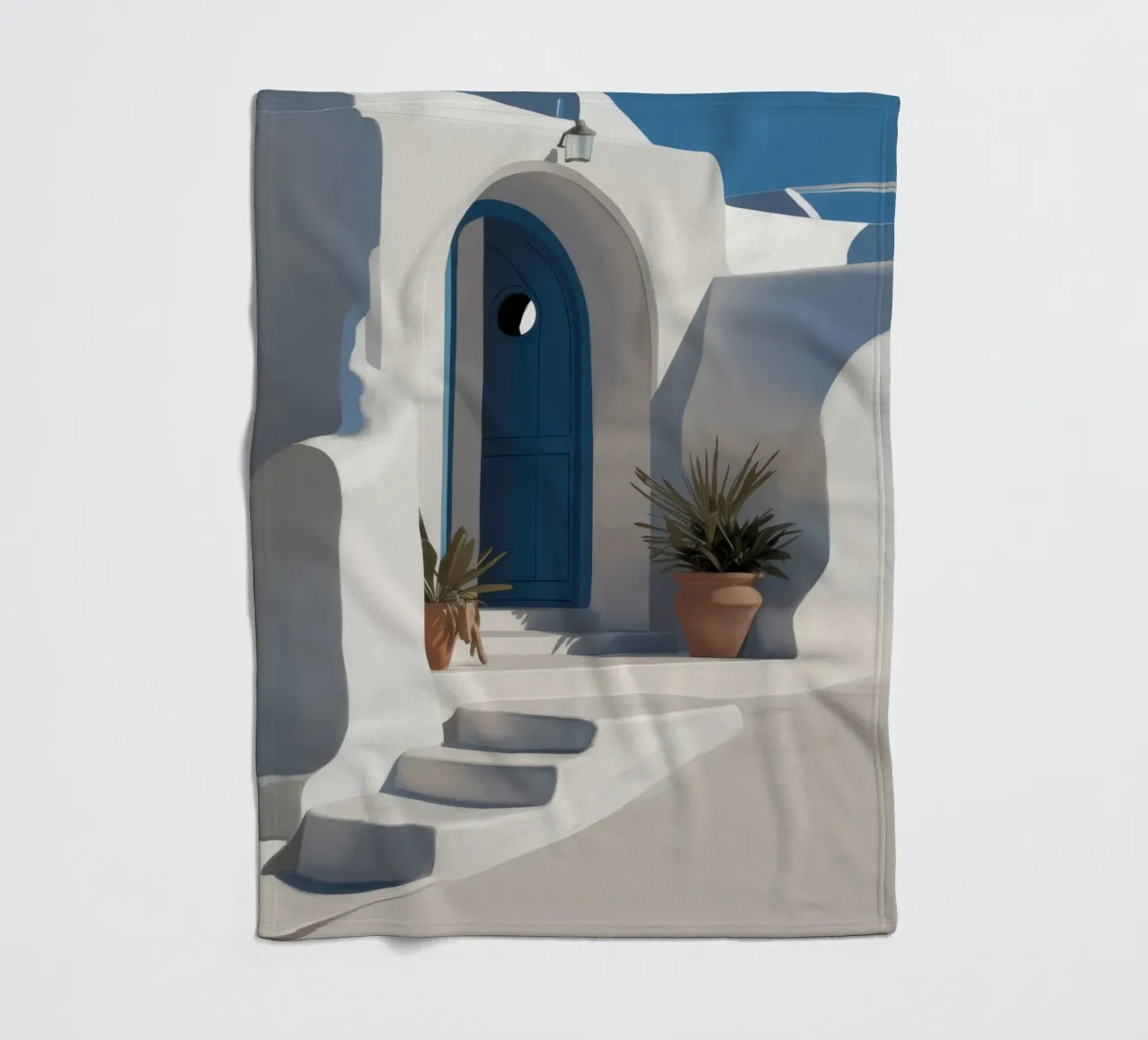 Santorini Blue Door coperta in pile da Flock Reverie
