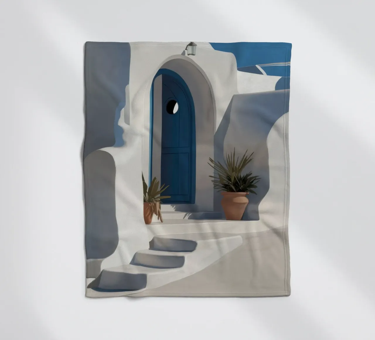 Santorini Blue Door coperta in pile da Flock Reverie