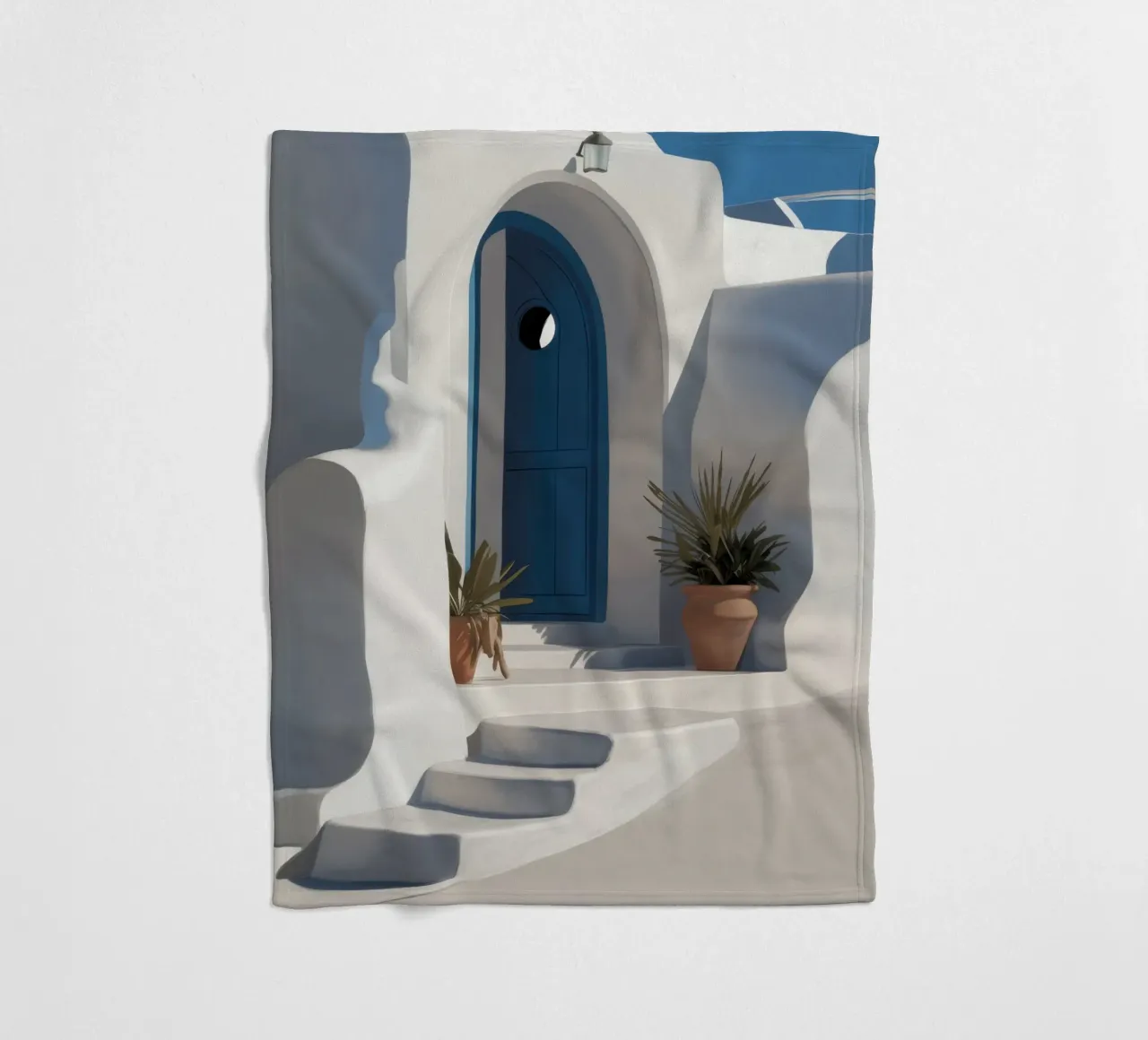 Santorini Blue Door coperta in pile da Flock Reverie