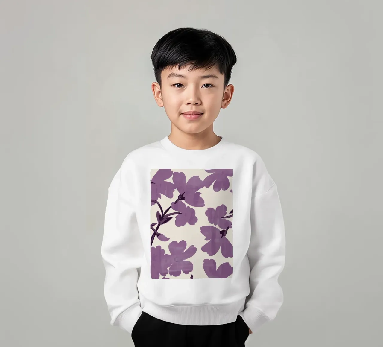 Fiori viola felpa bambino da ThingDesign