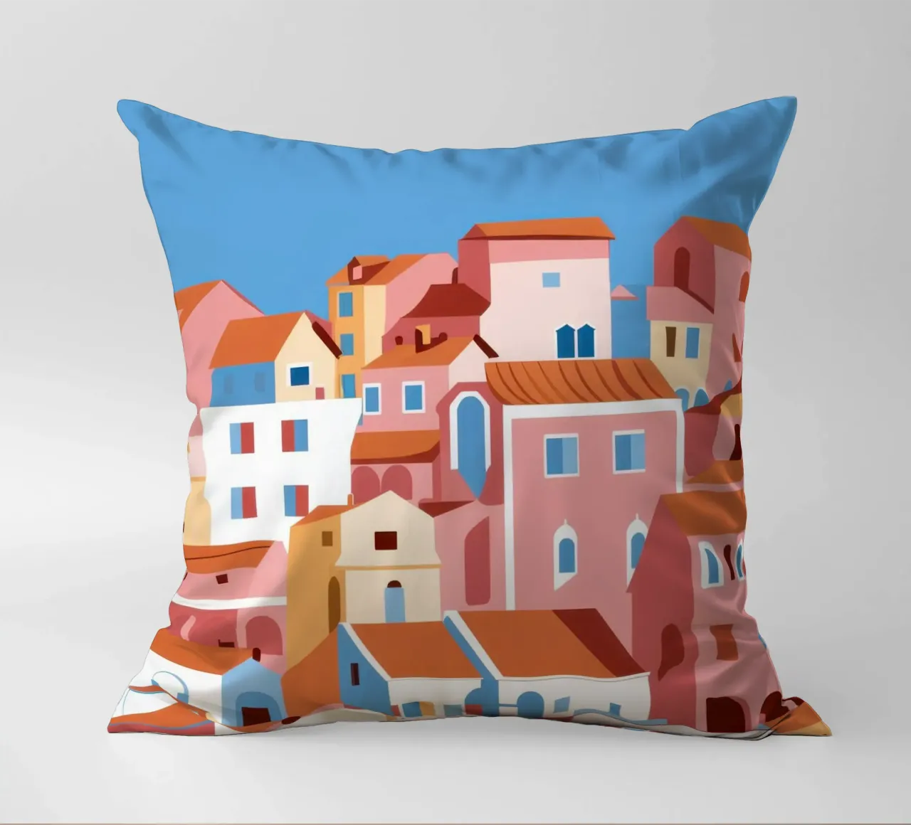 Città di mare in terracotta cuscino da Flock Reverie