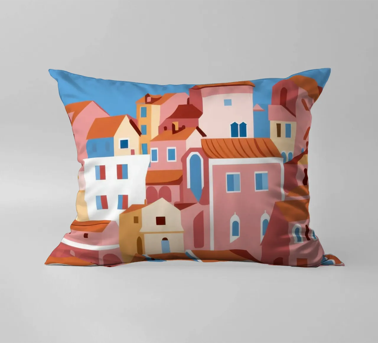 Città di mare in terracotta cuscino da Flock Reverie