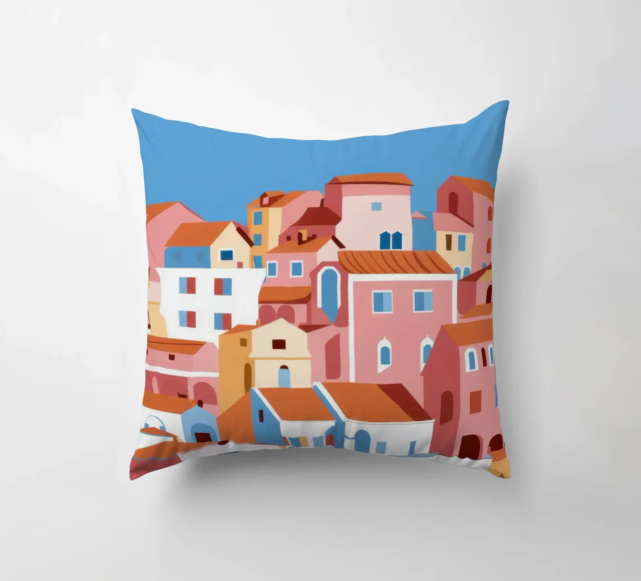 Città di mare in terracotta cuscino da Flock Reverie