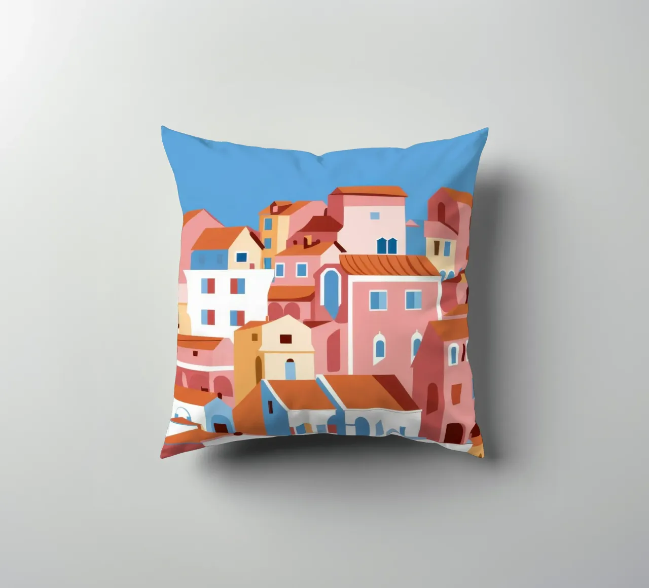 Città di mare in terracotta cuscino da Flock Reverie