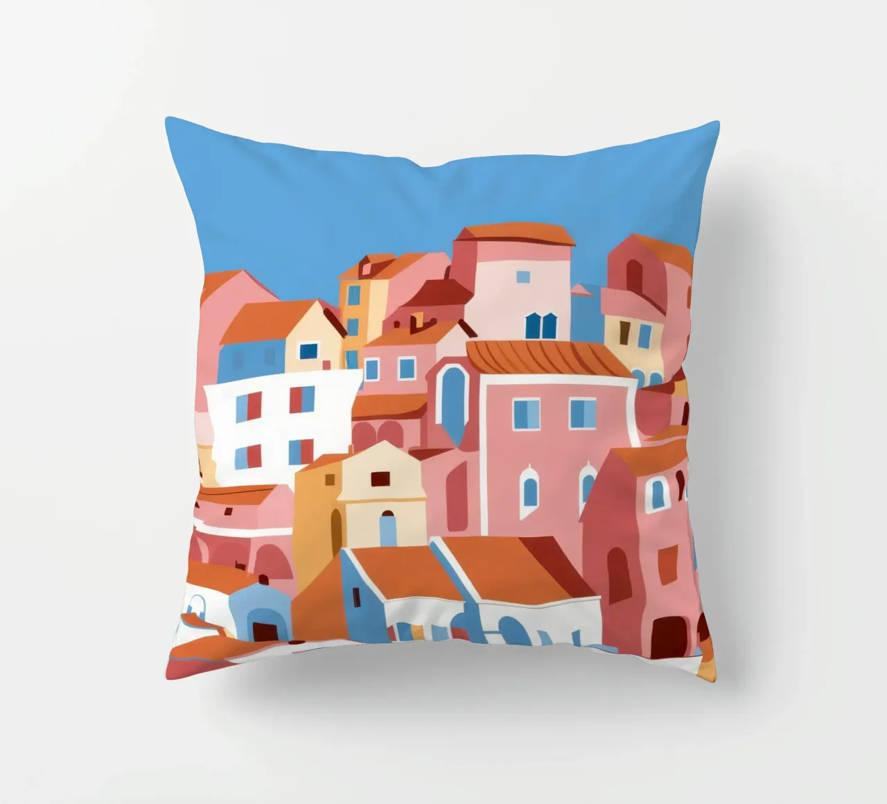 Città di mare in terracotta cuscino da Flock Reverie