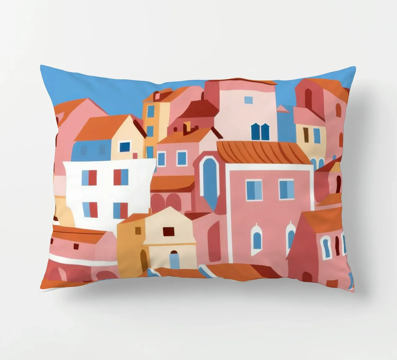Città di mare in terracotta cuscino da Flock Reverie