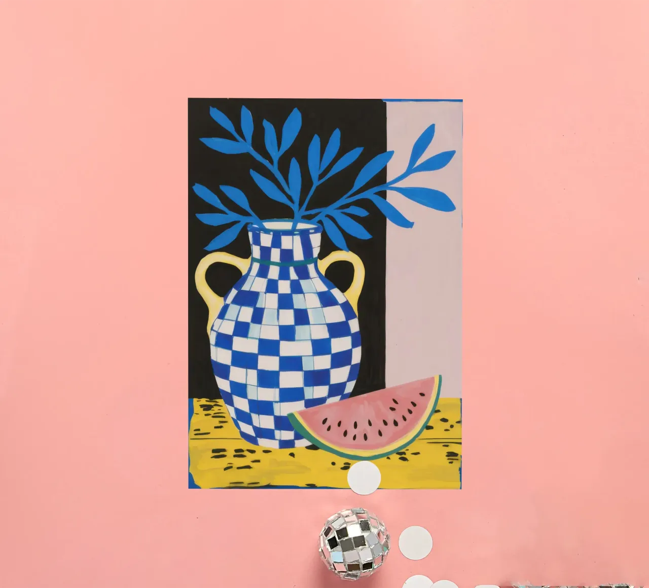 Watermelon and Checkers sticker by Ink Pulse