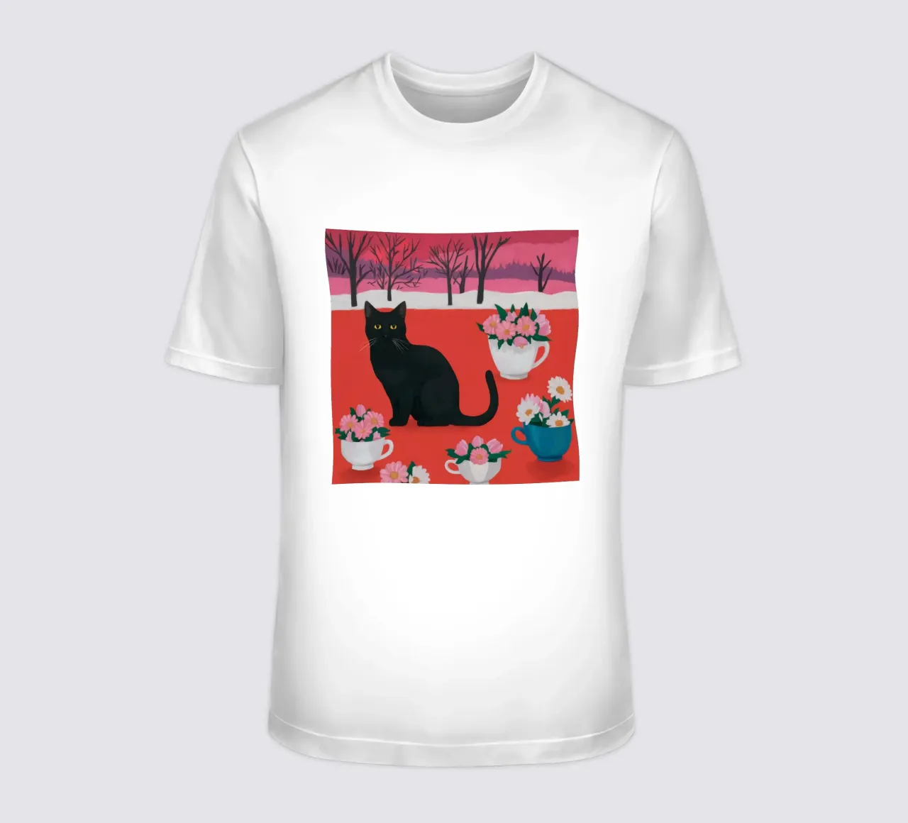 Campo di fiori del gatto nero t-shirt da Flock Reverie