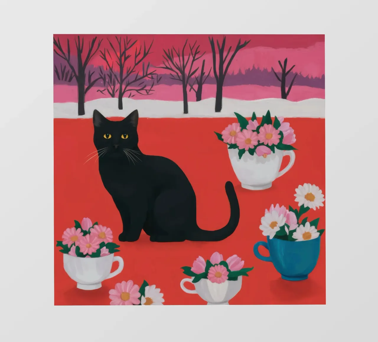 Campo di fiori del gatto nero telo in pvc da Flock Reverie