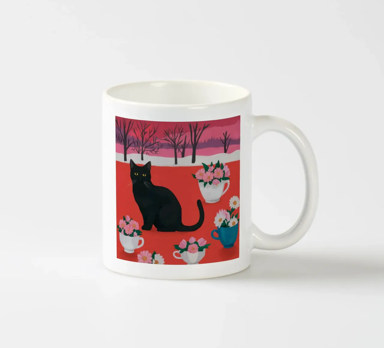 Campo di fiori del gatto nero tazza in ceramica da Flock Reverie