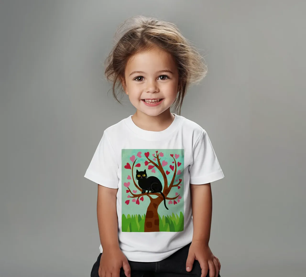 Gatto in un albero di fiori t-shirt bambini da Flock Reverie