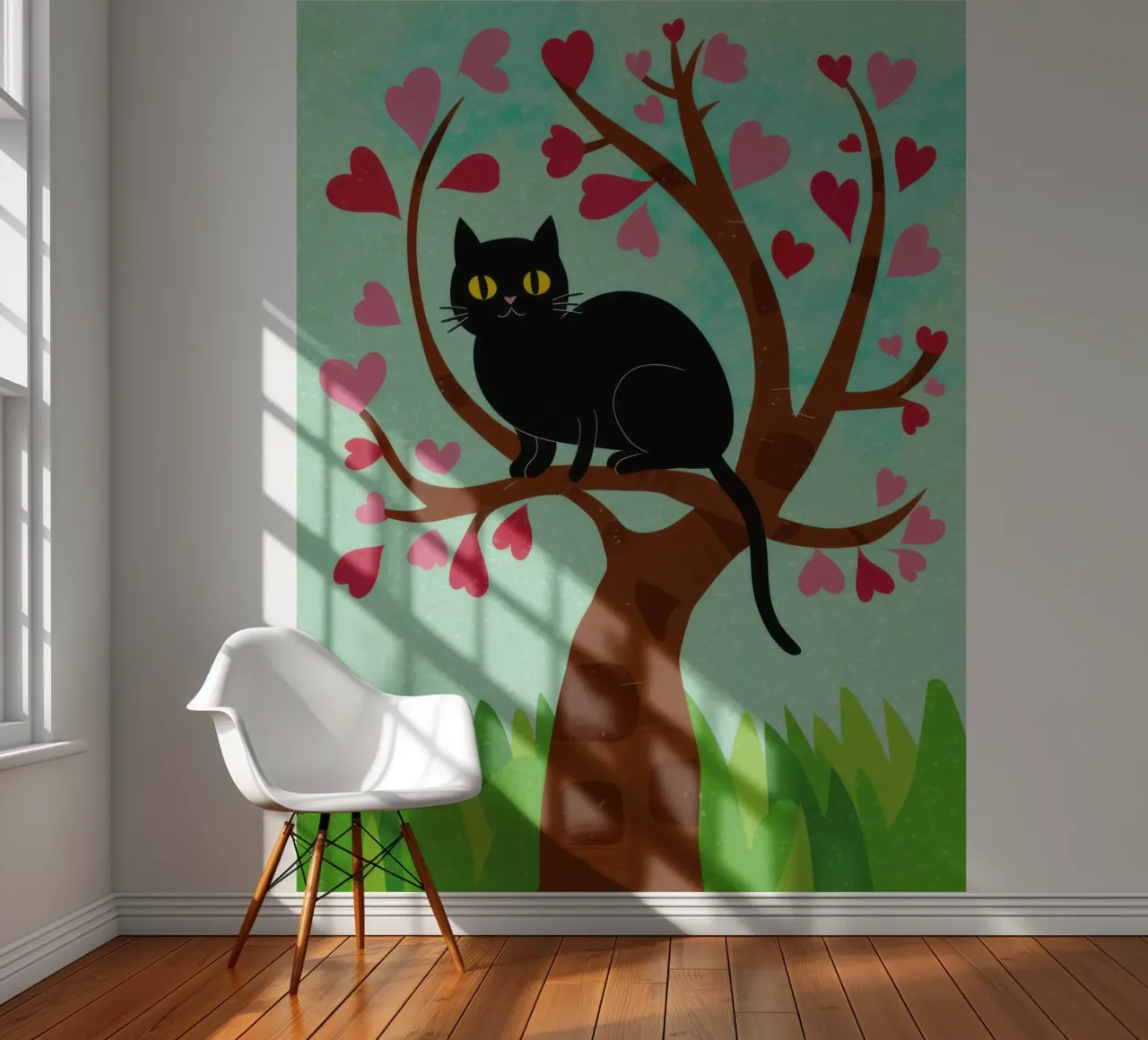 Cat in a Blossom Tree photo wallpaper by Flock Reverie