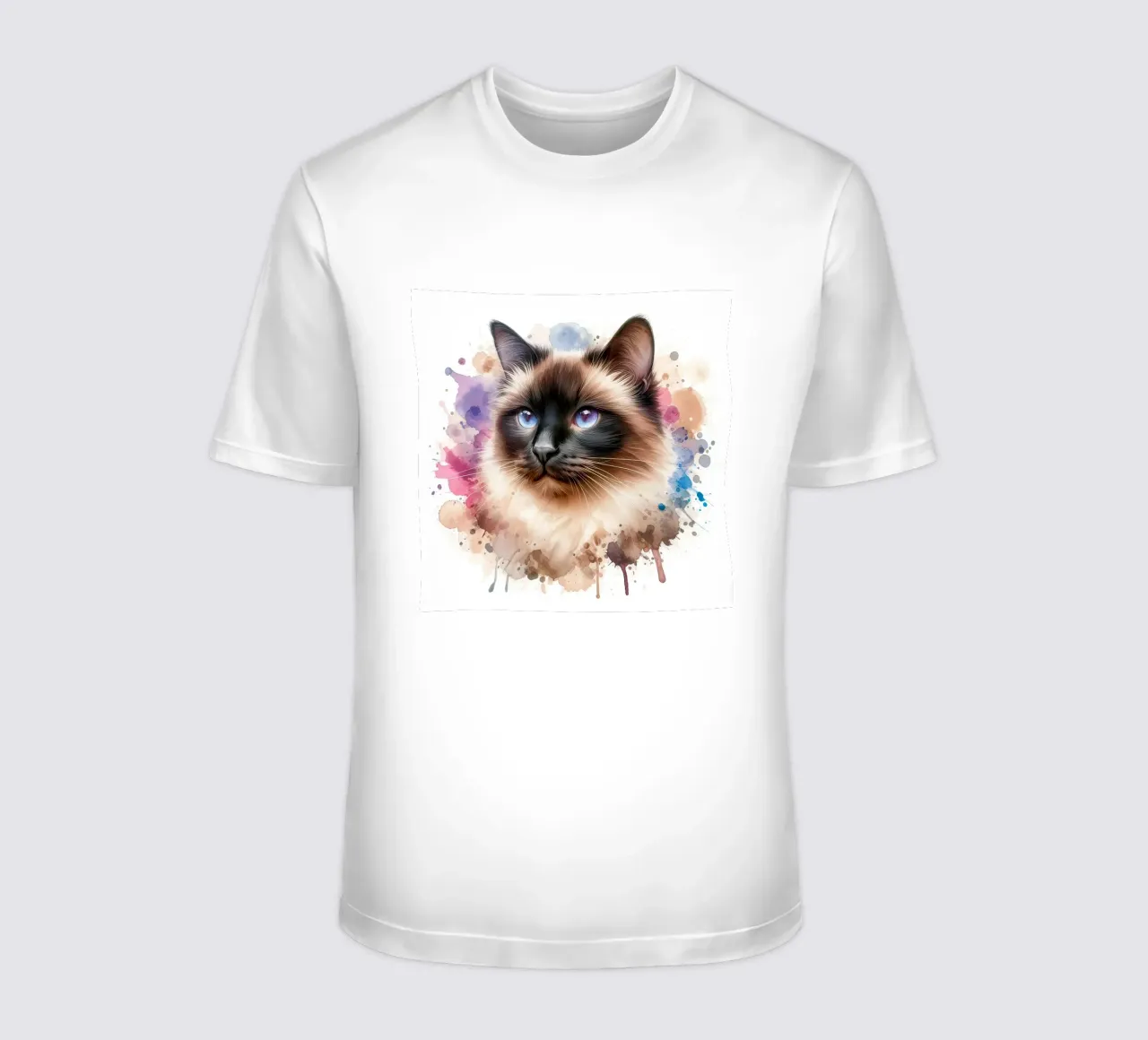 Ritratto ad acquerello di un gatto siamese t-shirt da 🥝 KIWI STORE