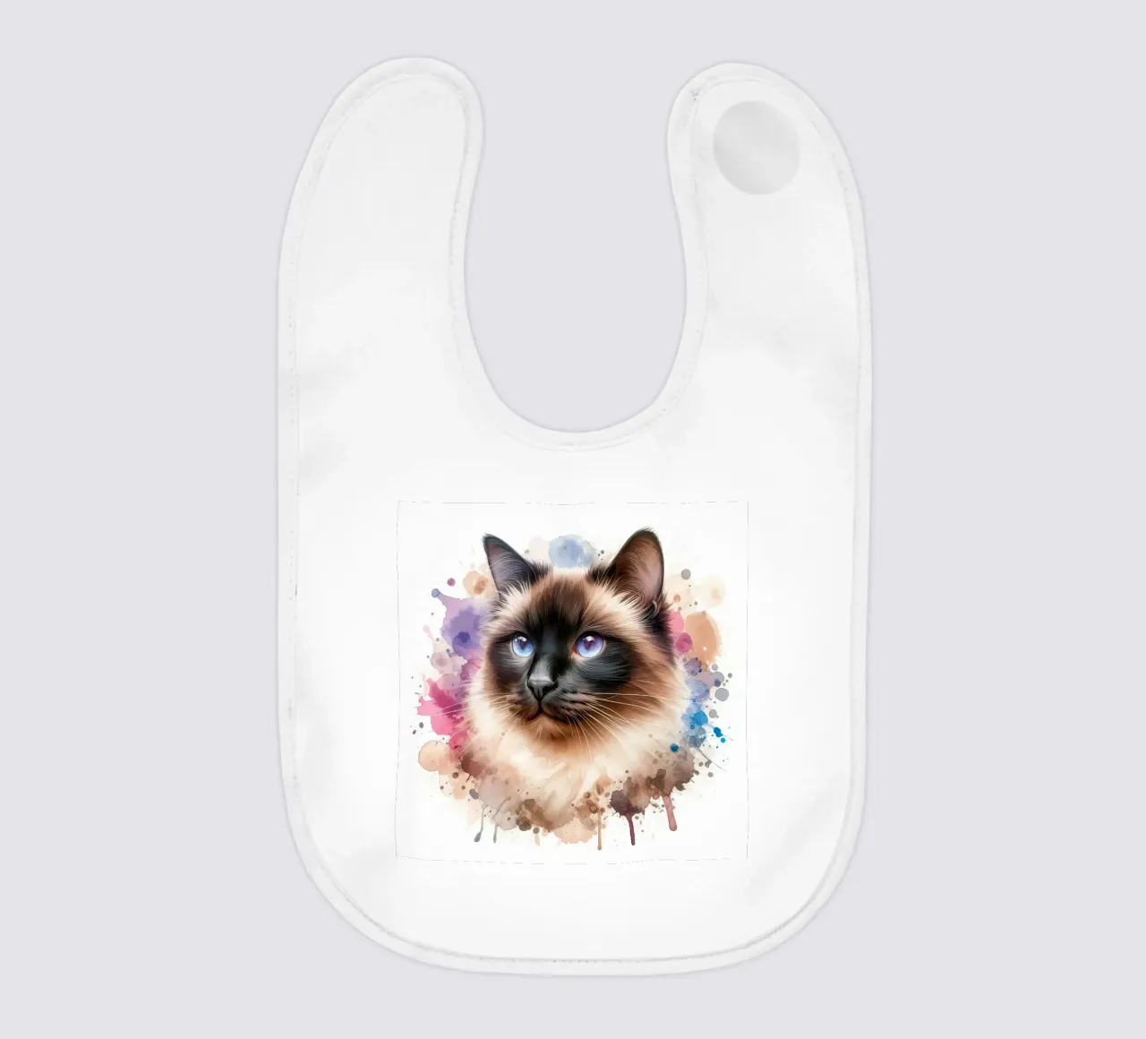 Ritratto ad acquerello di un gatto siamese bavaglino da 🥝 KIWI STORE