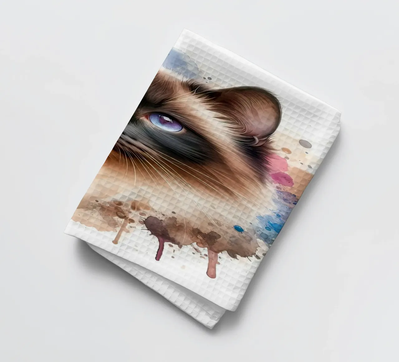 Ritratto ad acquerello di un gatto siamese canovaccio da cucina da 🥝 KIWI STORE