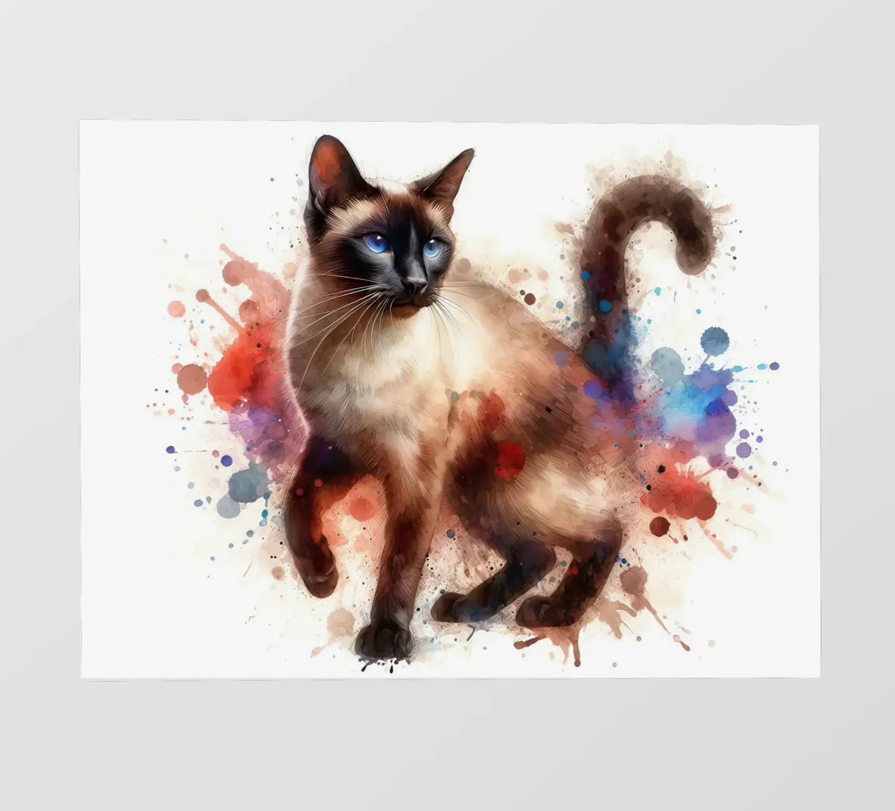 Ritratto di gatto siamese ad acquerello pellicola backlit da 🥝 KIWI STORE