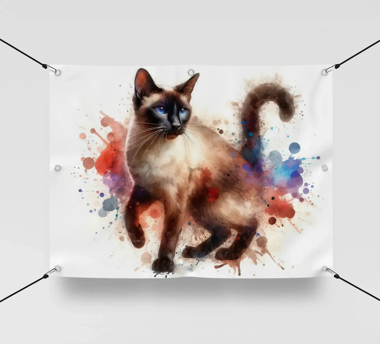 Ritratto di gatto siamese ad acquerello telo in pvc da 🥝 KIWI STORE