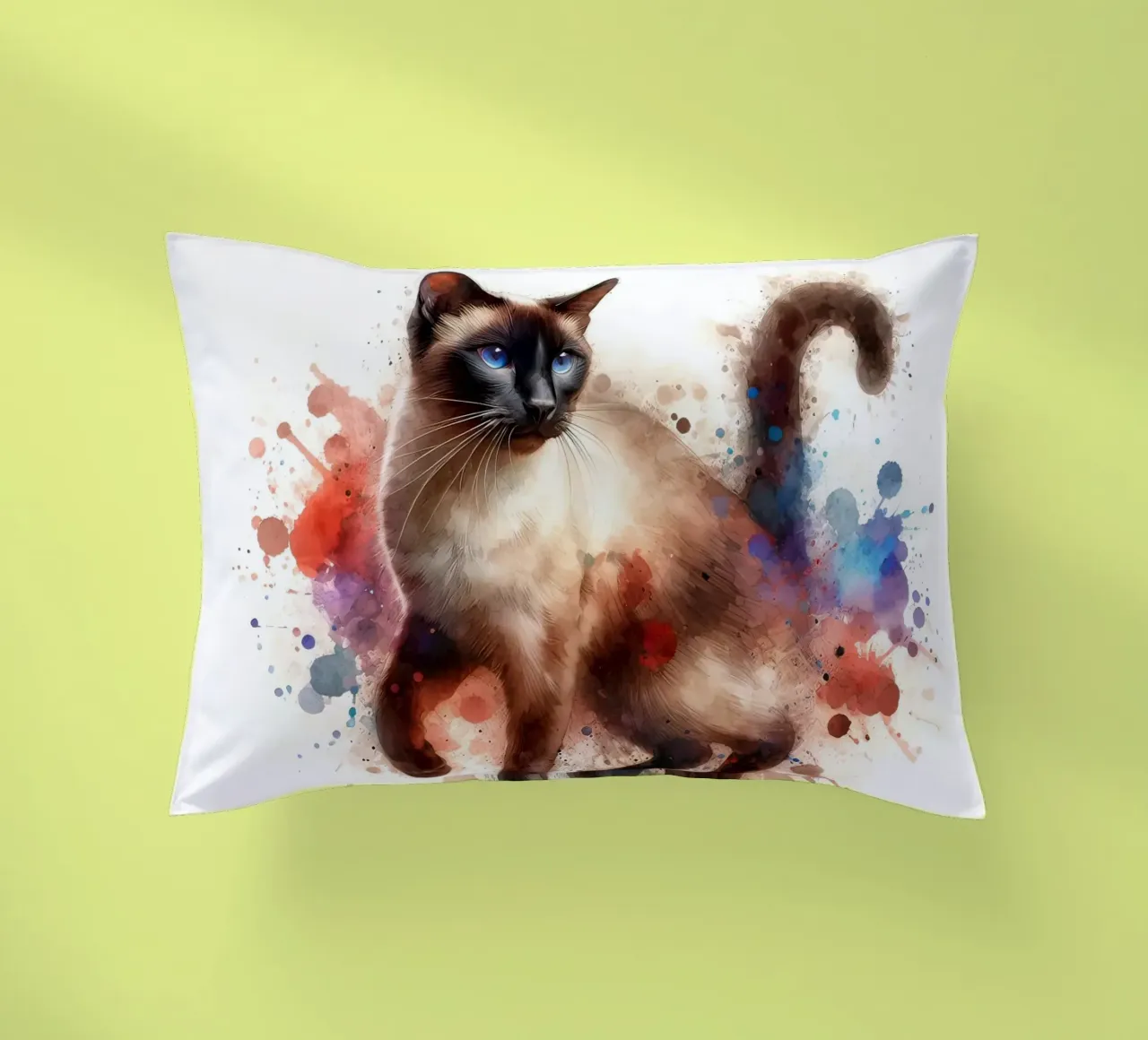 Ritratto di gatto siamese ad acquerello cuscino da 🥝 KIWI STORE