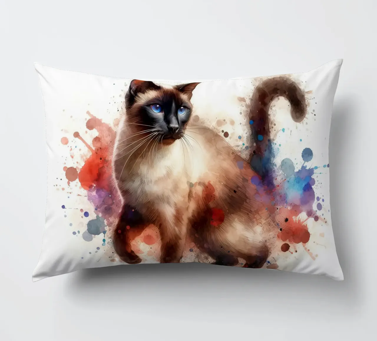 Ritratto di gatto siamese ad acquerello cuscino da 🥝 KIWI STORE